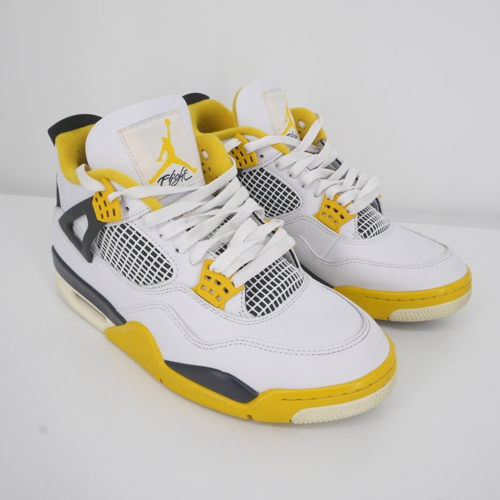 Jordan Air Jordan 4 Retro Womens 11 White Vivid Sulfur AQ9129-101 Yellow Grey